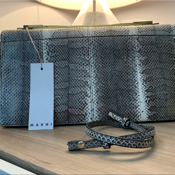 Marni Cache Oversized Snakeskin Clutch Bag - Picture 10 of 15